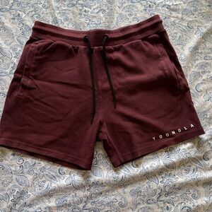 YoungLA Maroon Shorts with Black Accents